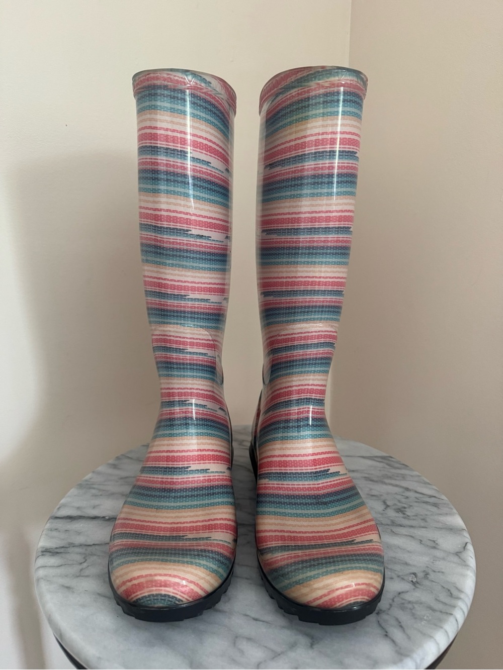 UGG Australia Shaye Serape Striped Waterproof Rubber Rain Boots Women’s Size 5 - Picture 2 of 10